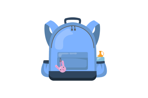 Blue School Backpack Flat Icon: Essential Graphics & Icons