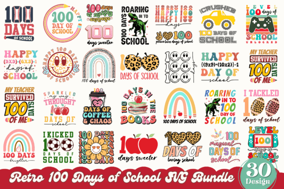 Retro 100 Days SVG: Graphics for Crafts