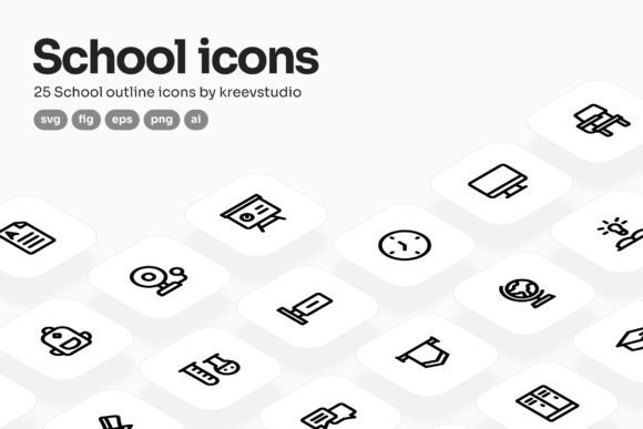 School Line Icons: A Designer's Review for Embroidery Projects